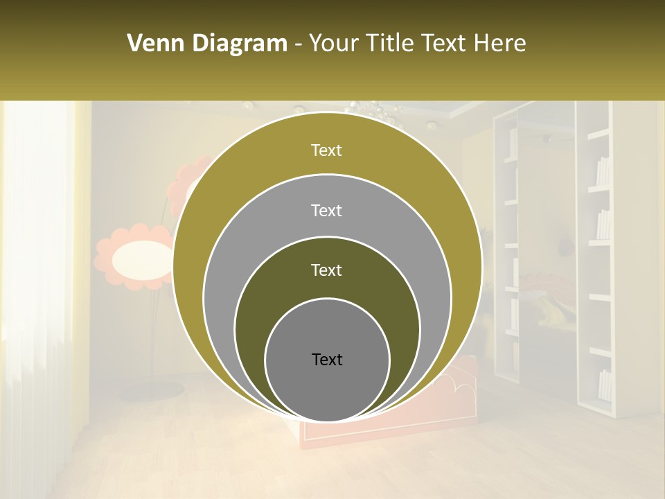 A Bedroom With Yellow Walls And A Bed PowerPoint Template