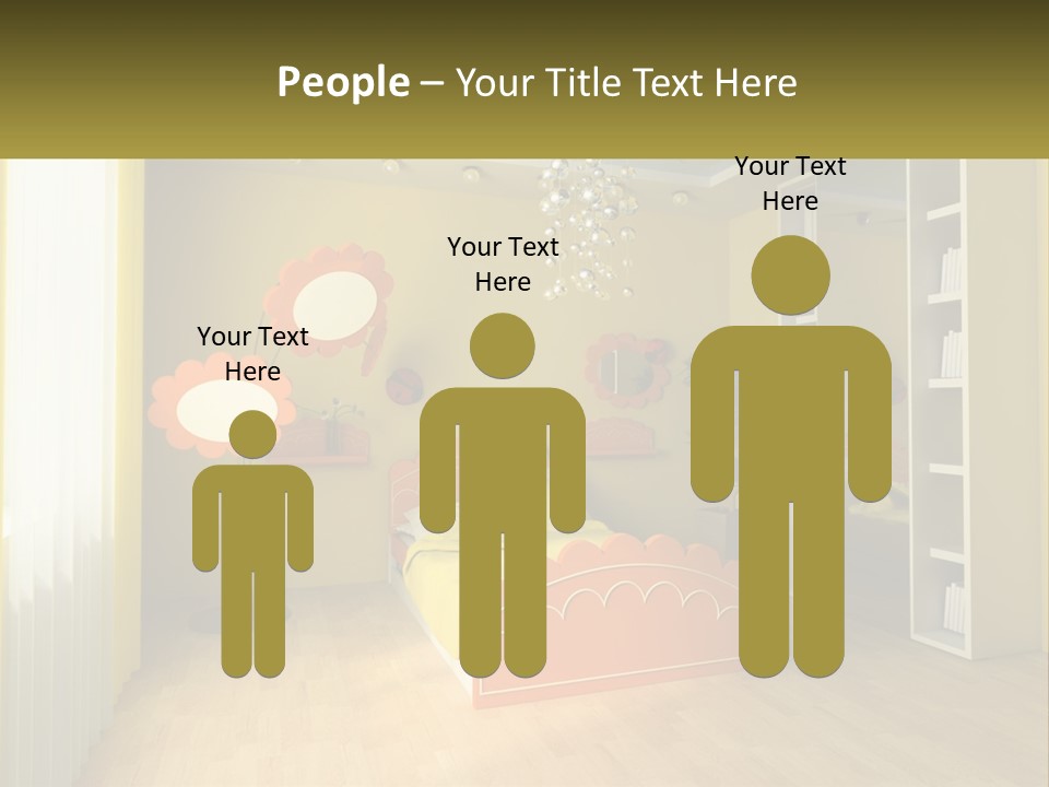 A Bedroom With Yellow Walls And A Bed PowerPoint Template