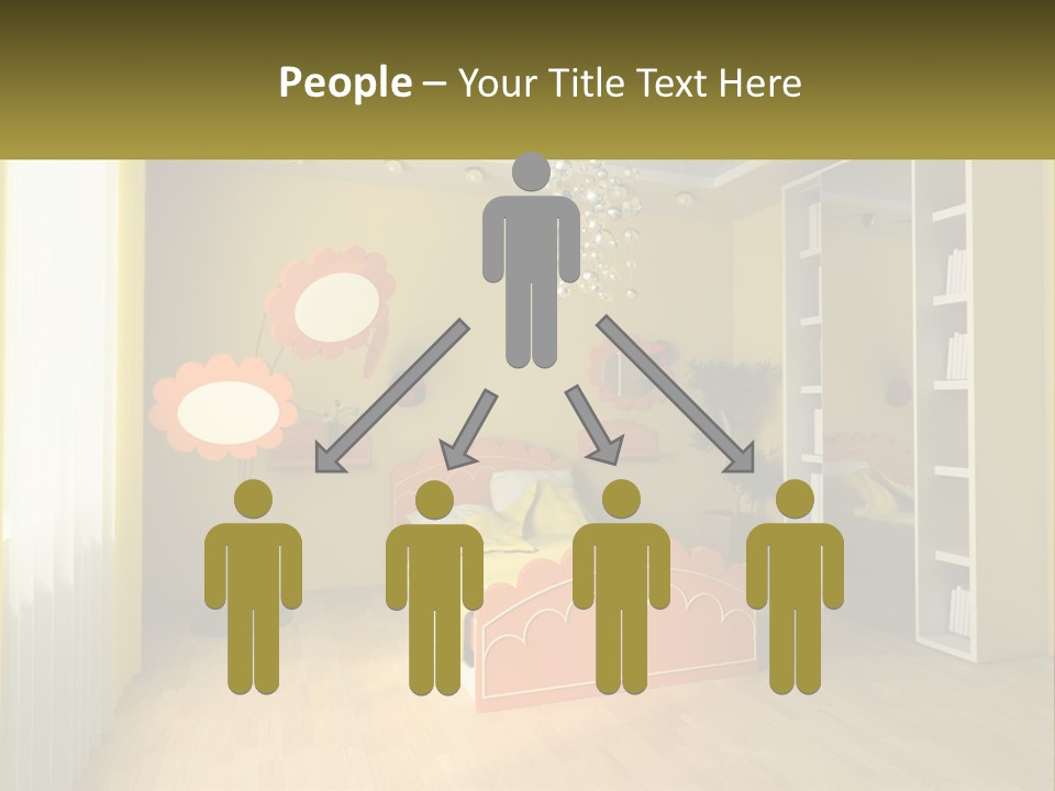 A Bedroom With Yellow Walls And A Bed PowerPoint Template