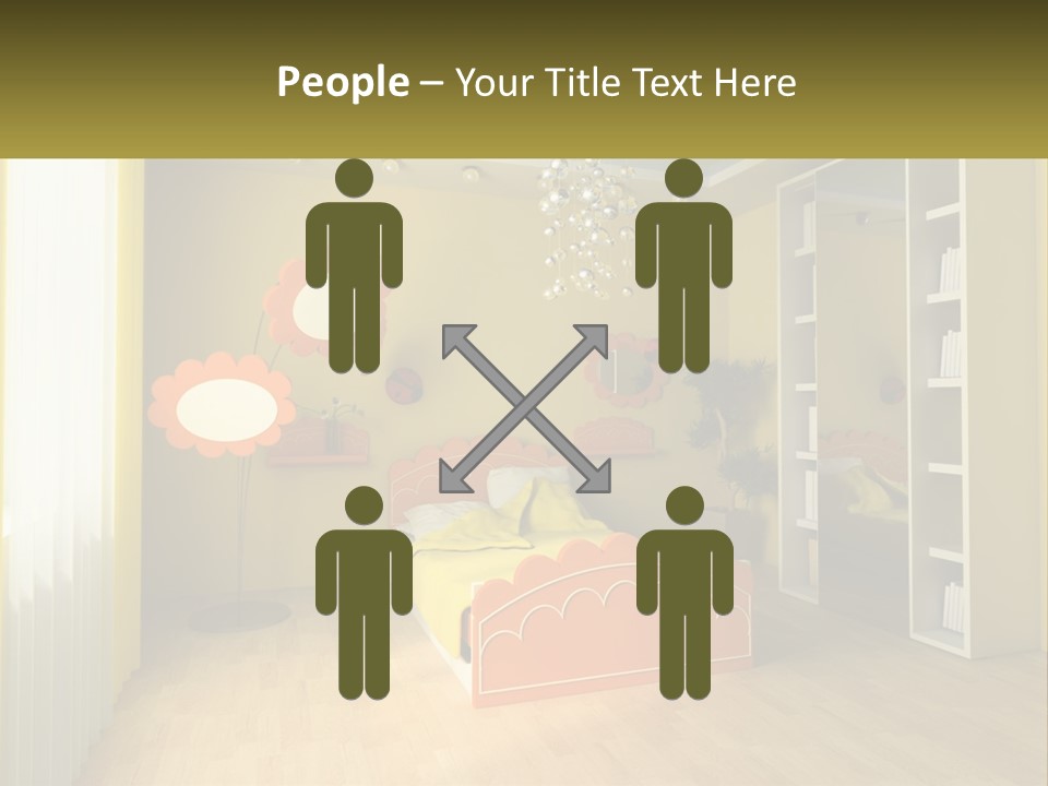 A Bedroom With Yellow Walls And A Bed PowerPoint Template