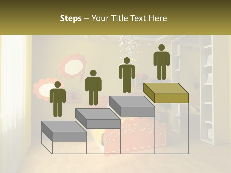 A Bedroom With Yellow Walls And A Bed PowerPoint Template