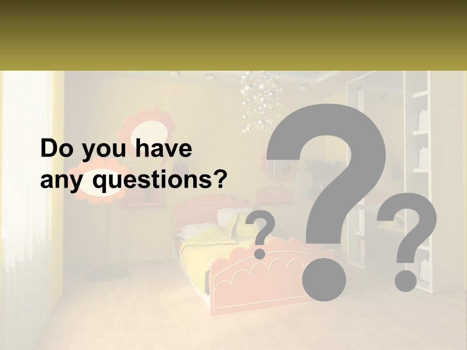 A Bedroom With Yellow Walls And A Bed PowerPoint Template