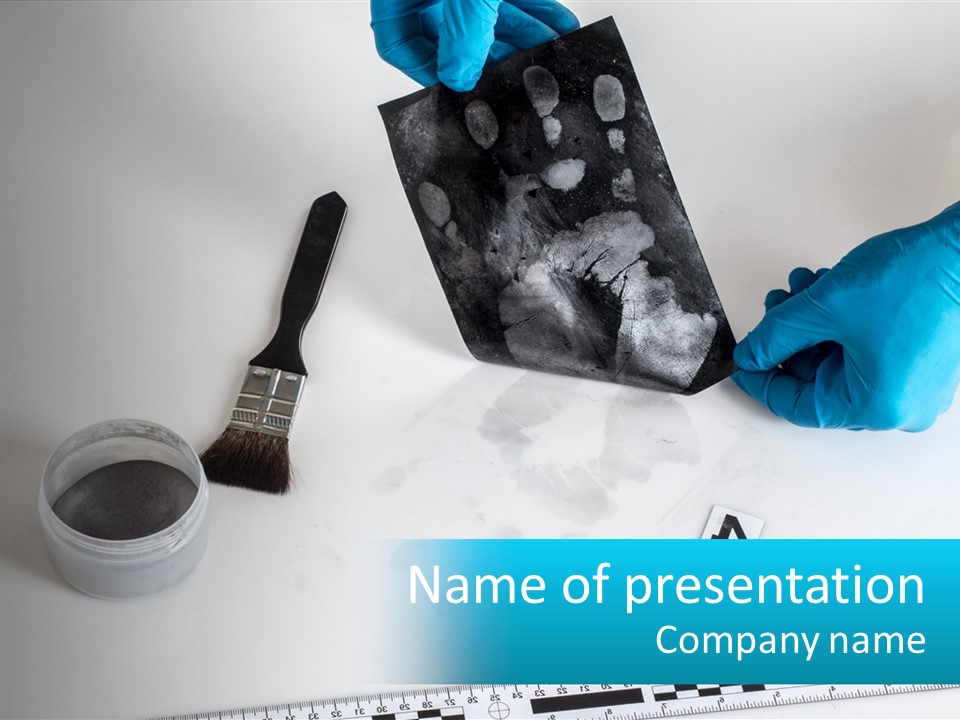A Person In Blue Gloves Is Holding A Piece Of Paper PowerPoint Template