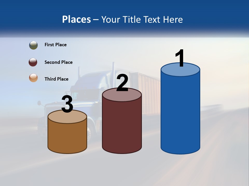 A Semi Truck Driving Down A Road With A Sky Background PowerPoint Template