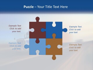 A Semi Truck Driving Down A Road With A Sky Background PowerPoint Template