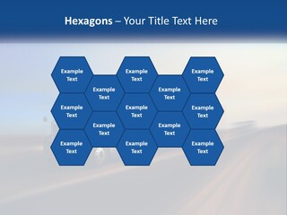 A Semi Truck Driving Down A Road With A Sky Background PowerPoint Template