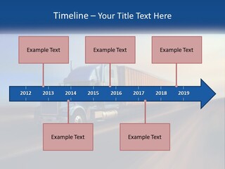 A Semi Truck Driving Down A Road With A Sky Background PowerPoint Template