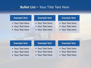 A Semi Truck Driving Down A Road With A Sky Background PowerPoint Template