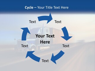 A Semi Truck Driving Down A Road With A Sky Background PowerPoint Template
