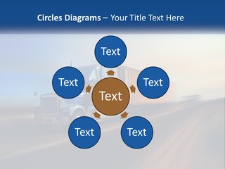 A Semi Truck Driving Down A Road With A Sky Background PowerPoint Template