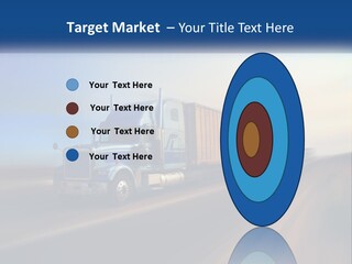 A Semi Truck Driving Down A Road With A Sky Background PowerPoint Template