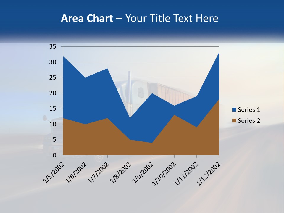 A Semi Truck Driving Down A Road With A Sky Background PowerPoint Template