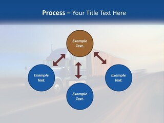 A Semi Truck Driving Down A Road With A Sky Background PowerPoint Template