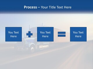 A Semi Truck Driving Down A Road With A Sky Background PowerPoint Template