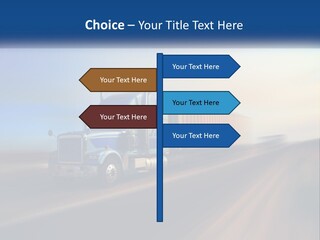 A Semi Truck Driving Down A Road With A Sky Background PowerPoint Template
