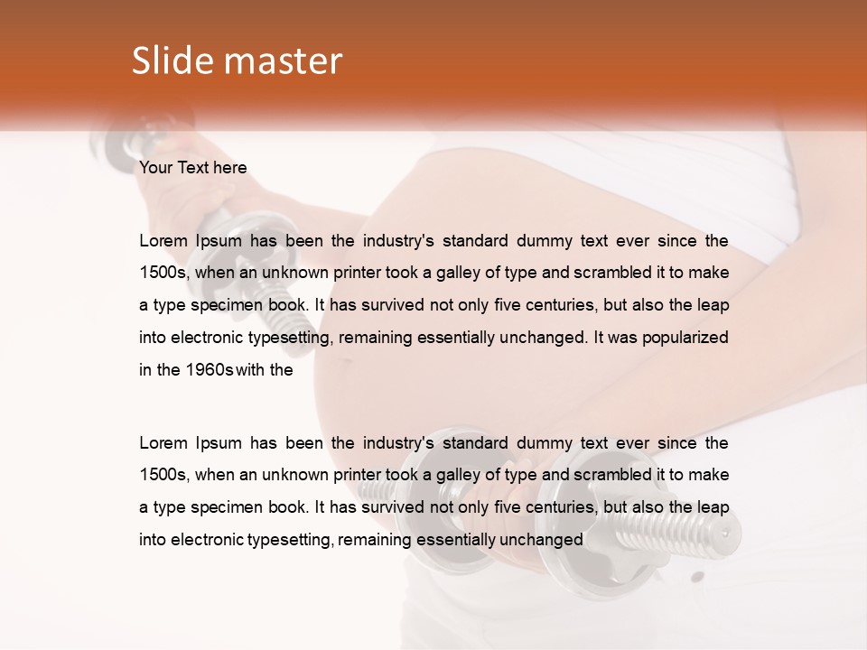 A Pregnant Woman Holding Two Dumbs In Her Belly PowerPoint Template