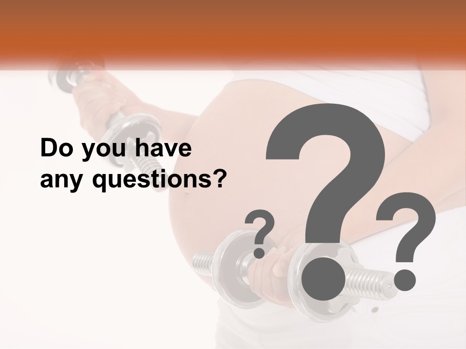 A Pregnant Woman Holding Two Dumbs In Her Belly PowerPoint Template