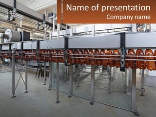 A Line Of Conveyor Belt In A Factory PowerPoint Template