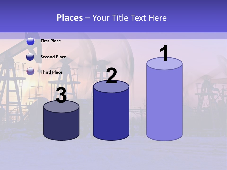 A Group Of Oil Pumps In The Snow PowerPoint Template