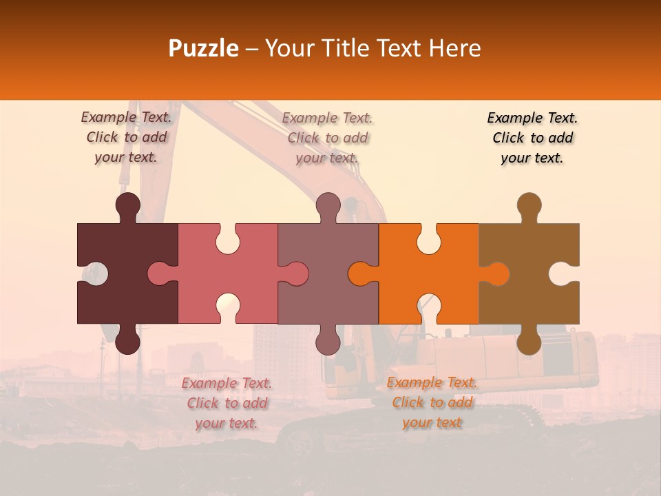 A Yellow Excavator On A Construction Site With A City In The Background PowerPoint Template