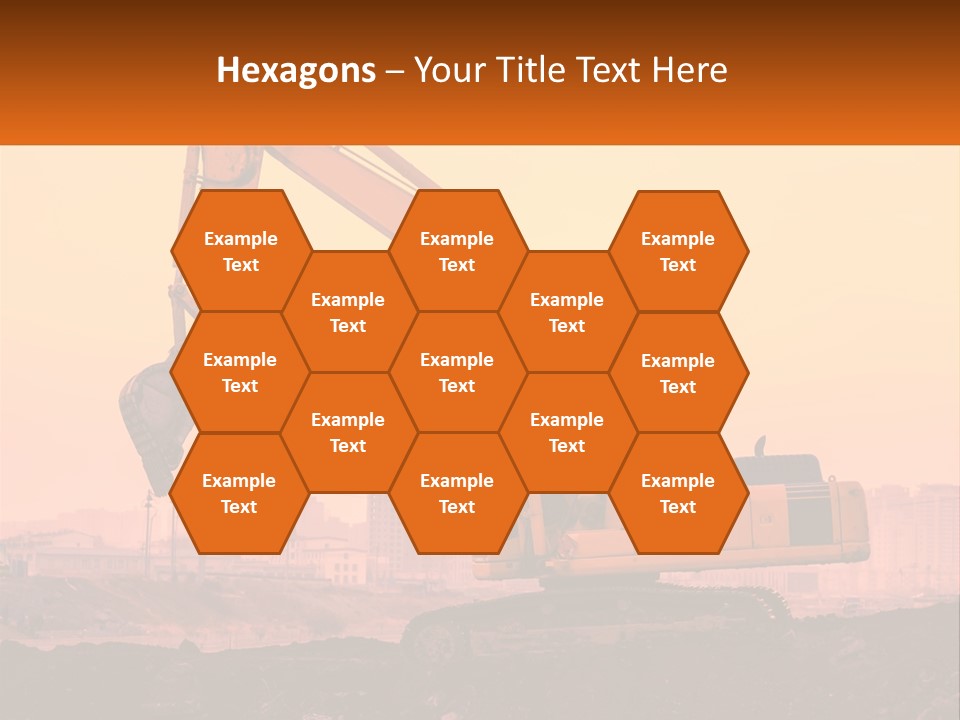 A Yellow Excavator On A Construction Site With A City In The Background PowerPoint Template