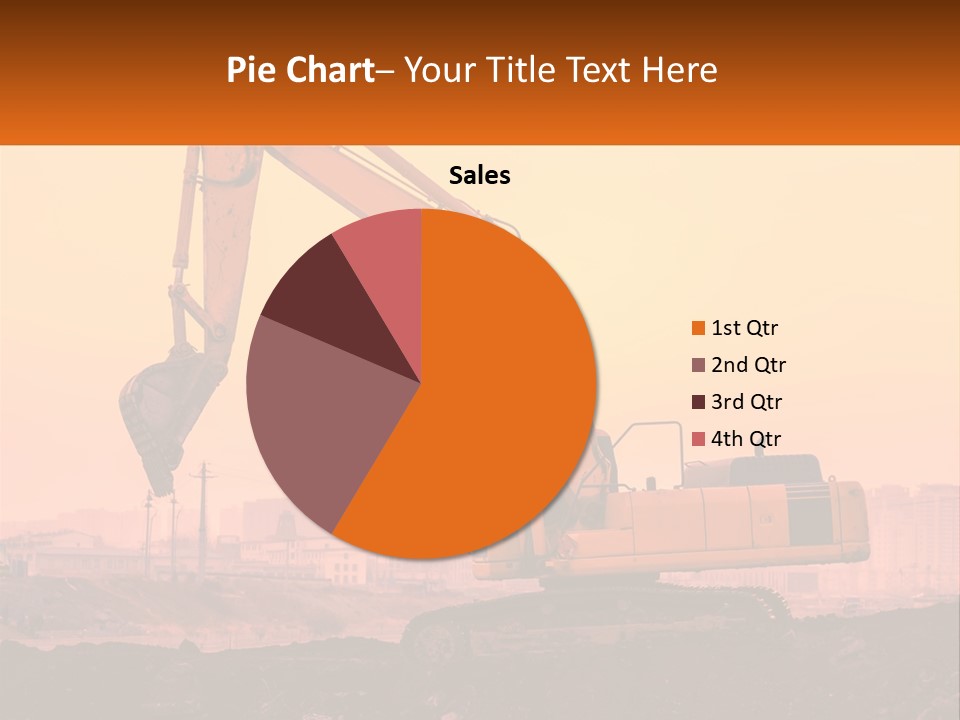 A Yellow Excavator On A Construction Site With A City In The Background PowerPoint Template
