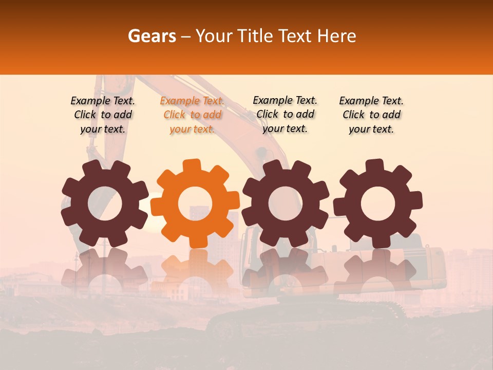 A Yellow Excavator On A Construction Site With A City In The Background PowerPoint Template