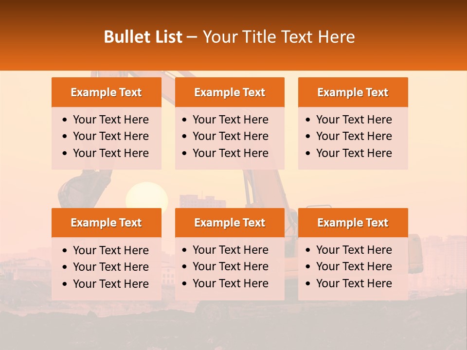 A Yellow Excavator On A Construction Site With A City In The Background PowerPoint Template