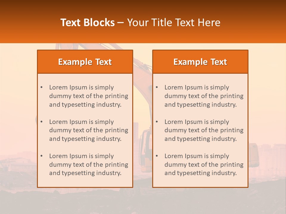 A Yellow Excavator On A Construction Site With A City In The Background PowerPoint Template