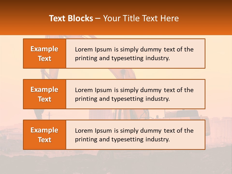 A Yellow Excavator On A Construction Site With A City In The Background PowerPoint Template