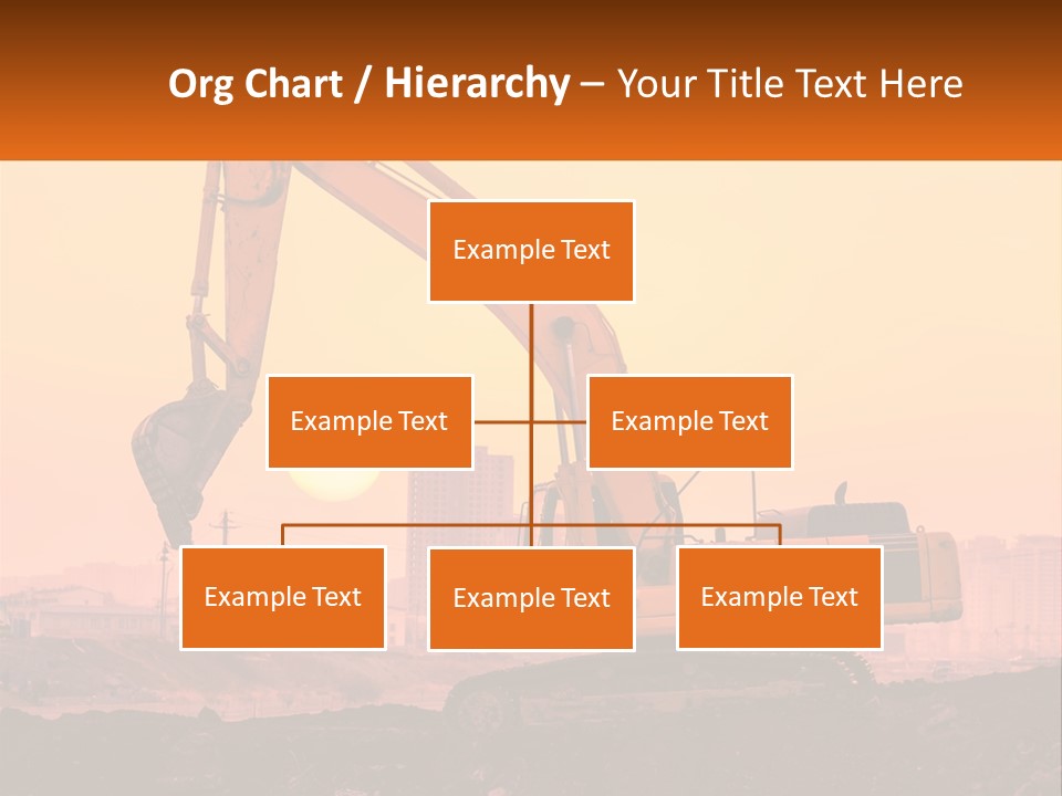 A Yellow Excavator On A Construction Site With A City In The Background PowerPoint Template