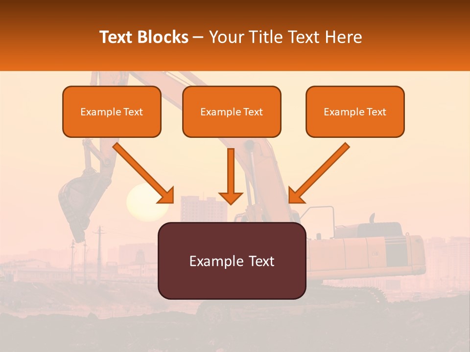 A Yellow Excavator On A Construction Site With A City In The Background PowerPoint Template
