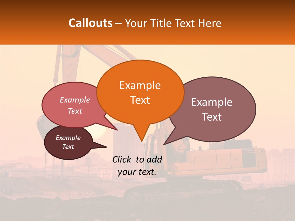 A Yellow Excavator On A Construction Site With A City In The Background PowerPoint Template