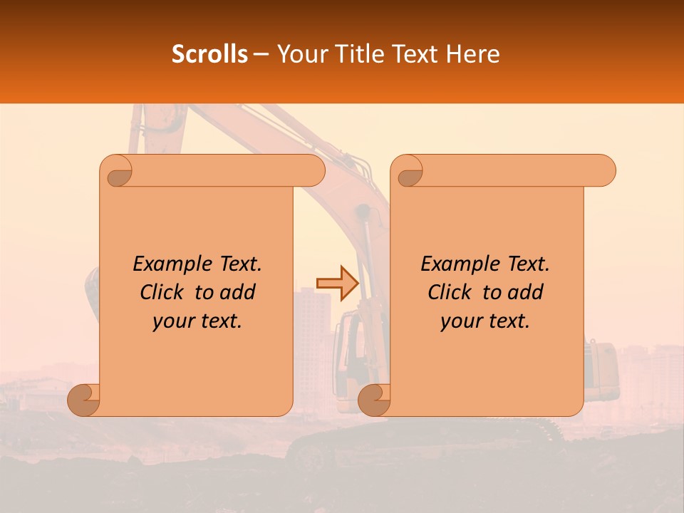 A Yellow Excavator On A Construction Site With A City In The Background PowerPoint Template