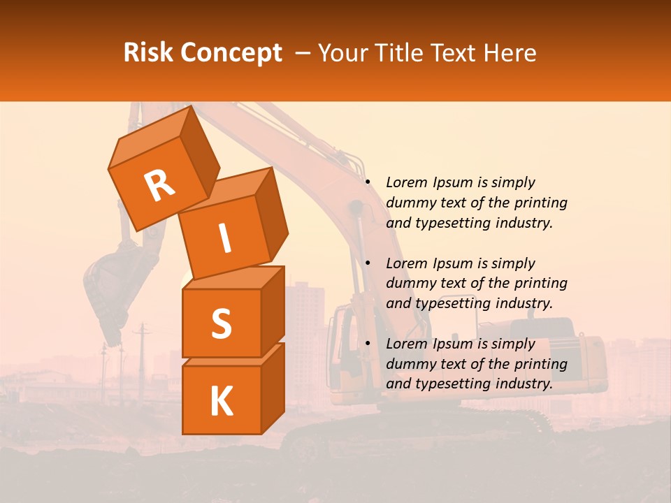 A Yellow Excavator On A Construction Site With A City In The Background PowerPoint Template