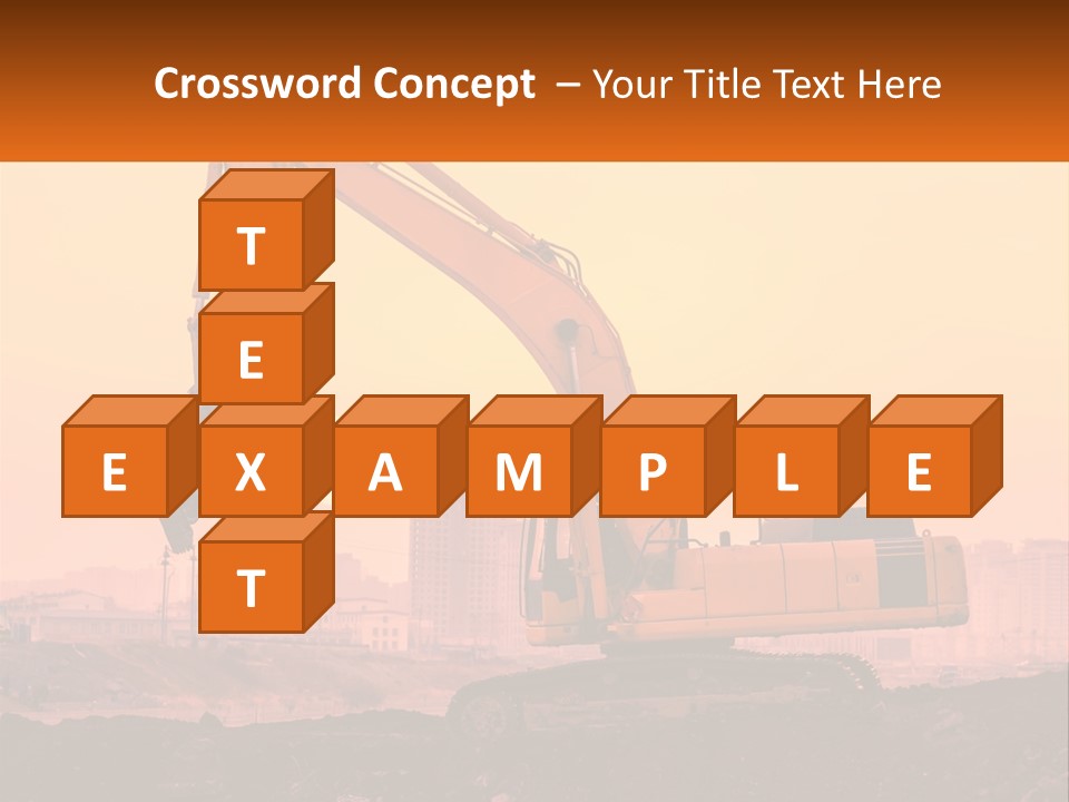 A Yellow Excavator On A Construction Site With A City In The Background PowerPoint Template