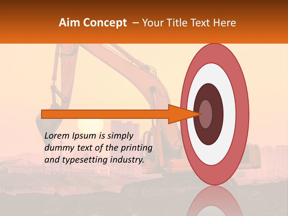 A Yellow Excavator On A Construction Site With A City In The Background PowerPoint Template