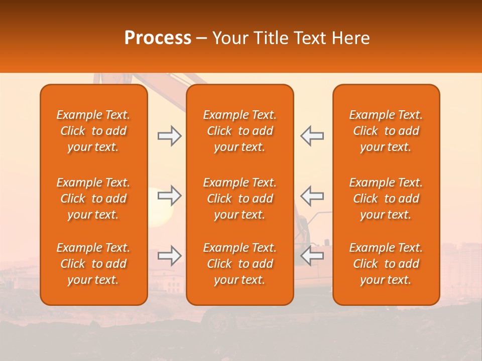A Yellow Excavator On A Construction Site With A City In The Background PowerPoint Template