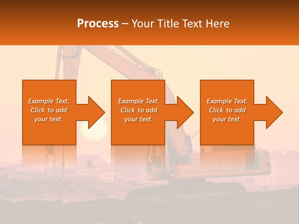 A Yellow Excavator On A Construction Site With A City In The Background PowerPoint Template