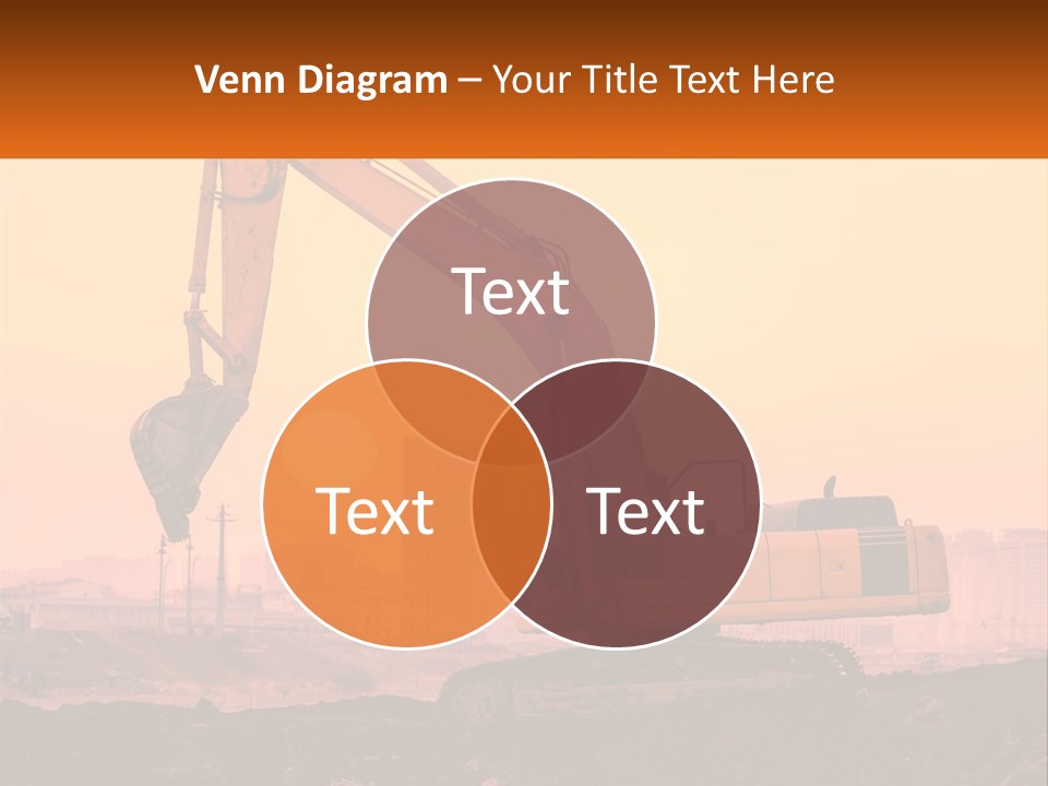 A Yellow Excavator On A Construction Site With A City In The Background PowerPoint Template