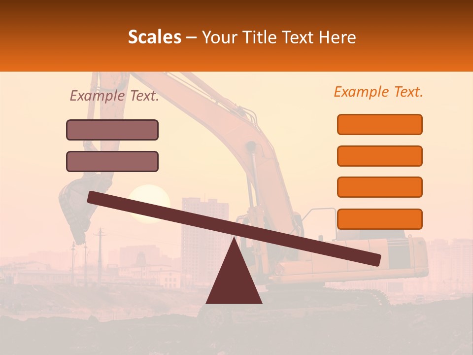 A Yellow Excavator On A Construction Site With A City In The Background PowerPoint Template
