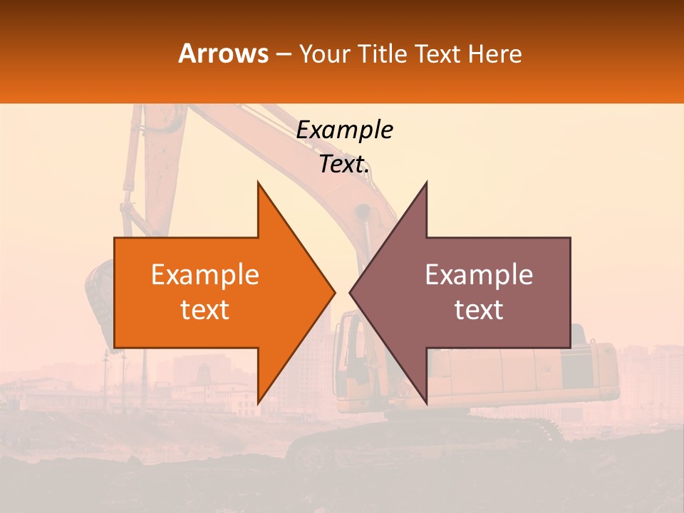 A Yellow Excavator On A Construction Site With A City In The Background PowerPoint Template