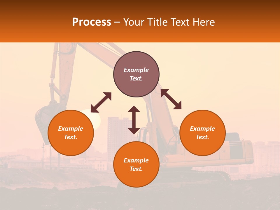 A Yellow Excavator On A Construction Site With A City In The Background PowerPoint Template