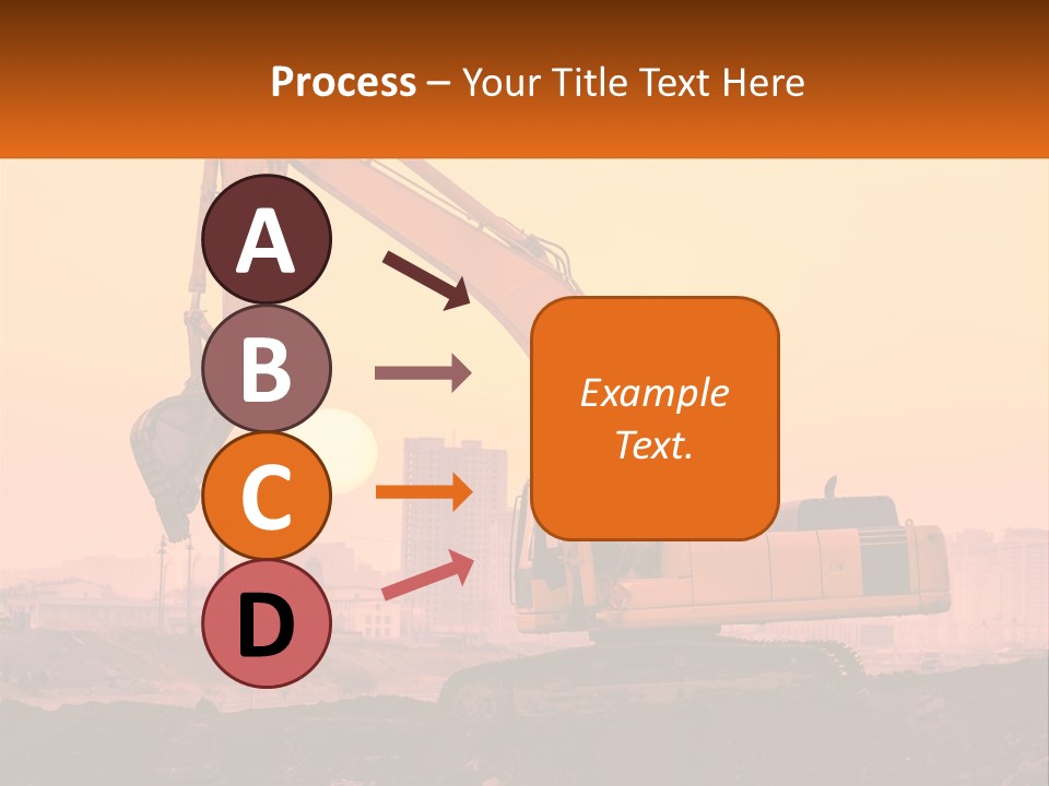 A Yellow Excavator On A Construction Site With A City In The Background PowerPoint Template