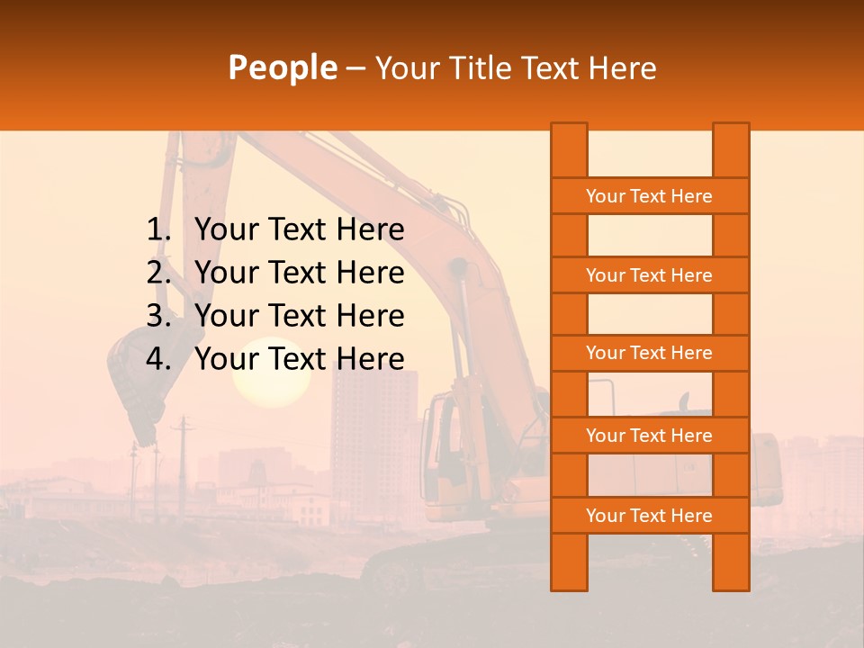 A Yellow Excavator On A Construction Site With A City In The Background PowerPoint Template