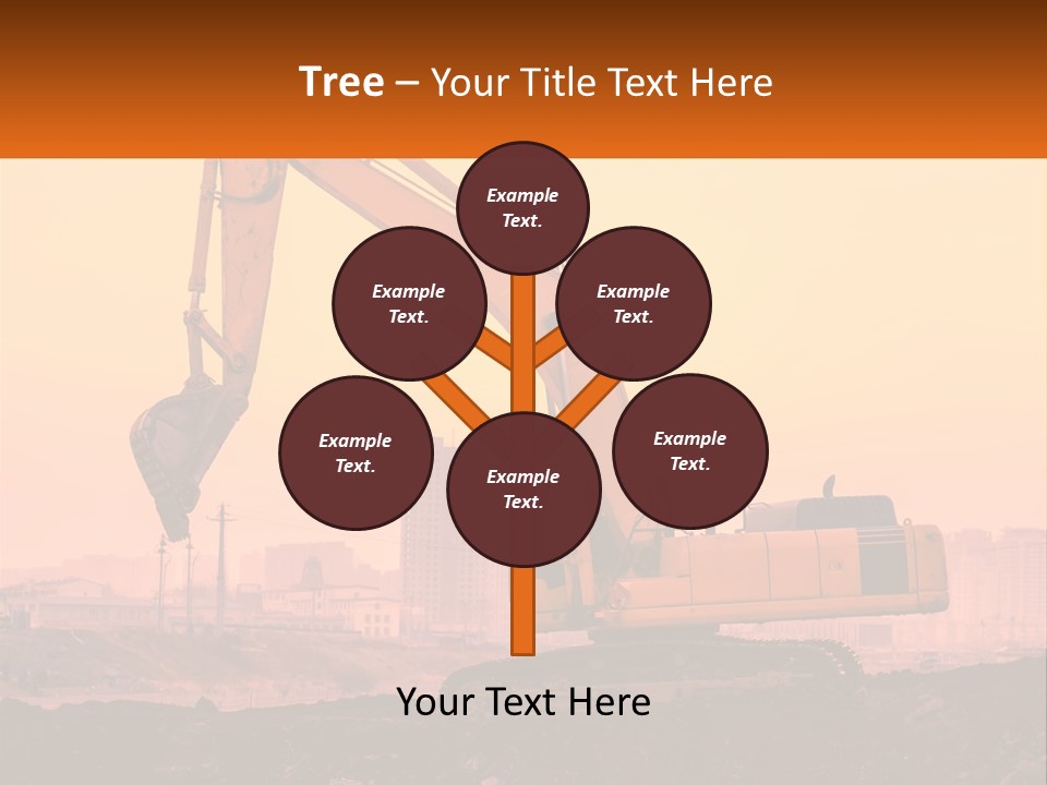 A Yellow Excavator On A Construction Site With A City In The Background PowerPoint Template