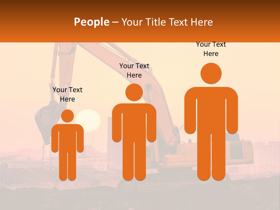 A Yellow Excavator On A Construction Site With A City In The Background PowerPoint Template