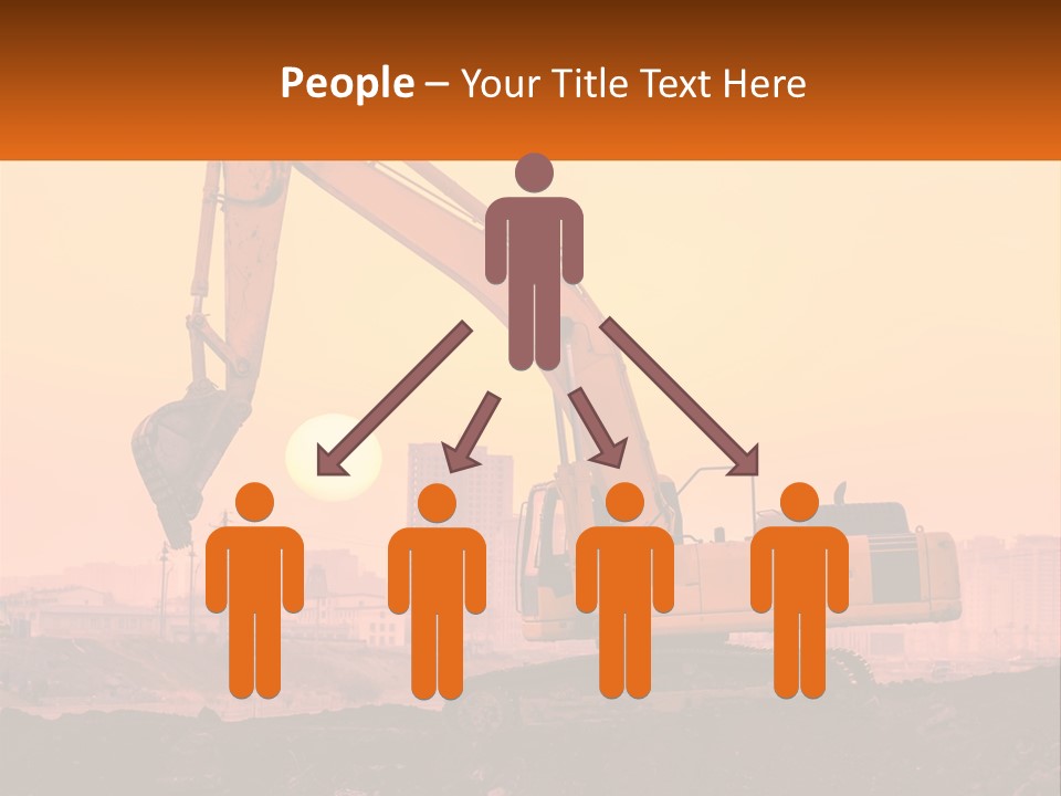 A Yellow Excavator On A Construction Site With A City In The Background PowerPoint Template