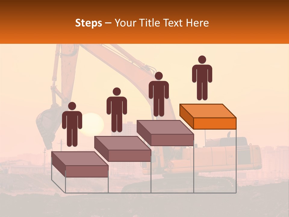 A Yellow Excavator On A Construction Site With A City In The Background PowerPoint Template