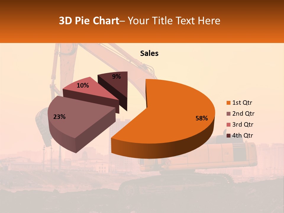 A Yellow Excavator On A Construction Site With A City In The Background PowerPoint Template
